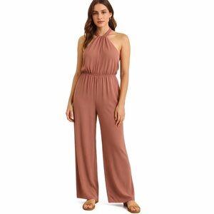 Charlotte Russe Blush/ mauve Elegant Halter Neck Jumpsuit, small